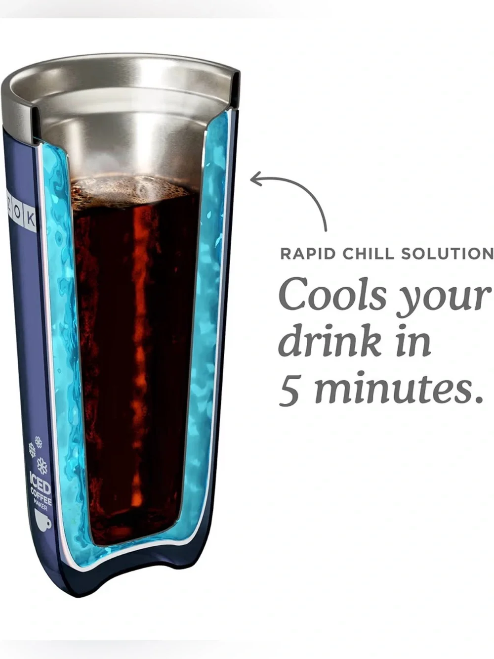 Zoku Instant Iced Coffee Maker, Reusable Beverage Chiller Cools Hot Beverage